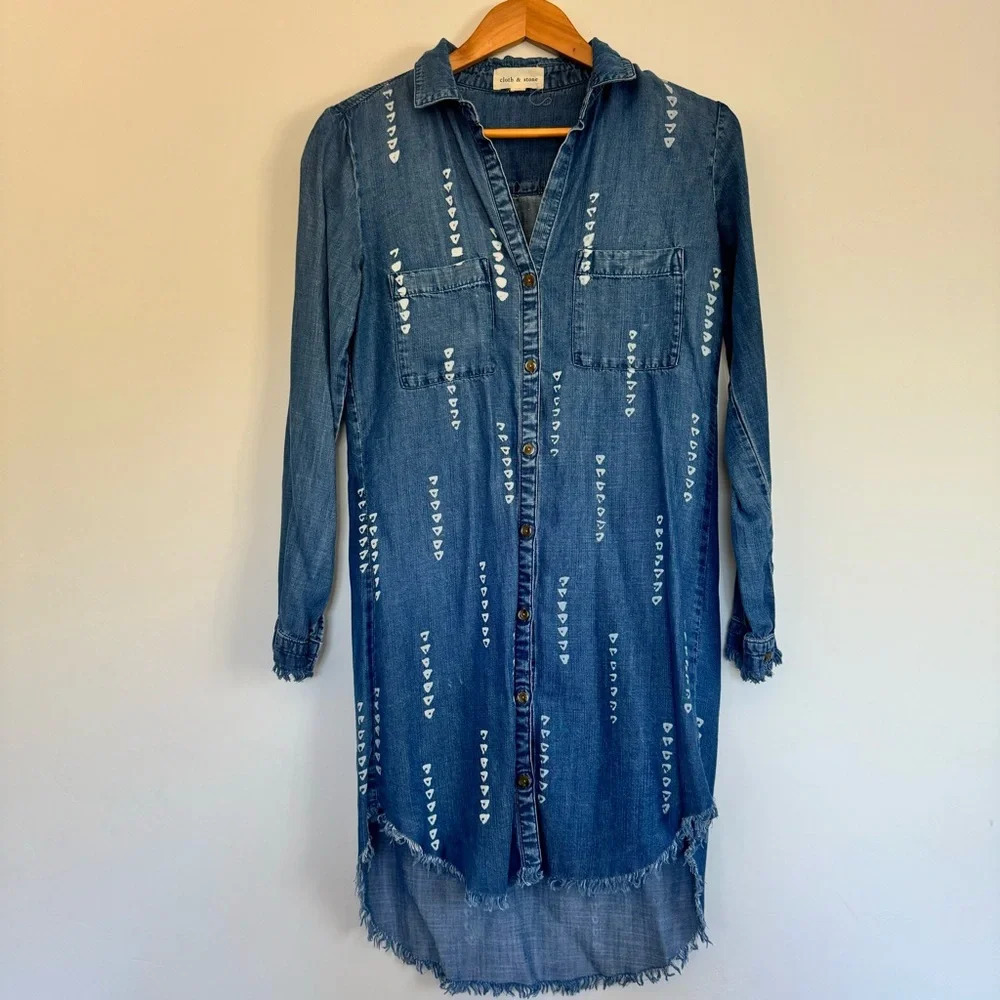Cloth & Stone denim shirt button down dress size: XS - Picture 2 of 4